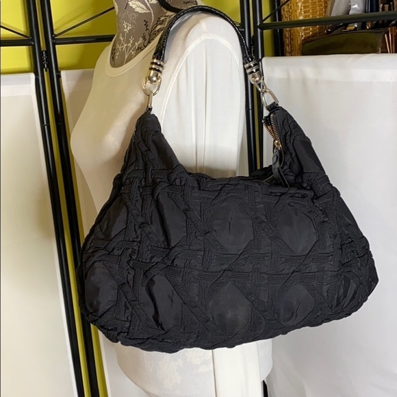 Stuart WeitzmanBlack Quilted Fabric Hobo Bag - Picture 4 of 16
